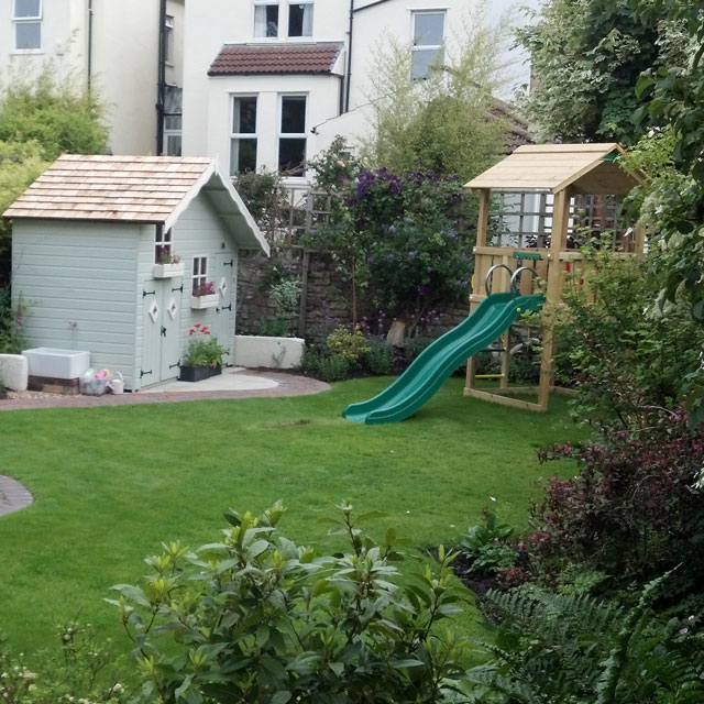 The same garden in Bristol after the play area was designed and built