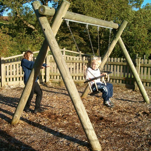 Garden play area design with a swing at Barrow Gurney, Somerset